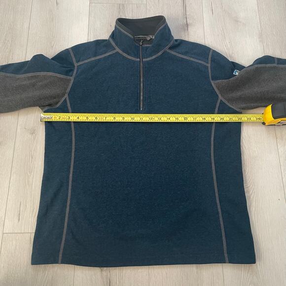 Kuhl Born in the Mountains Blue Gray Quarter Zip Sweater Men’s Size Medium - Picture 4 of 8